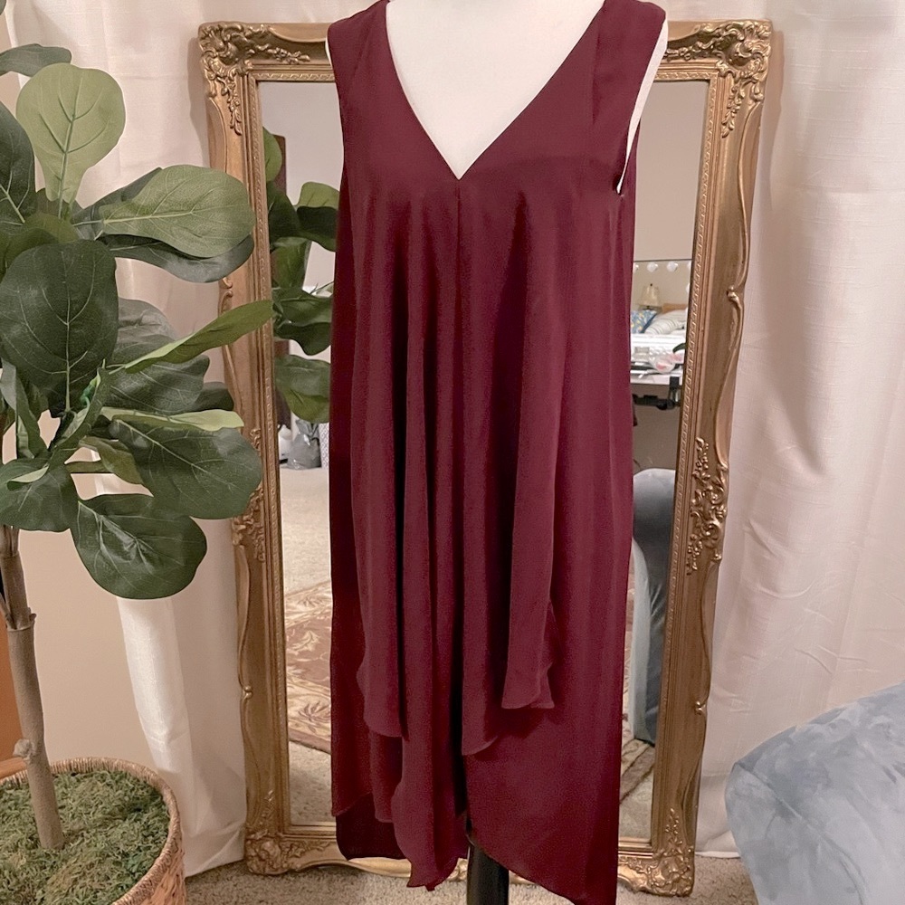 RW & Co dress high low maroon